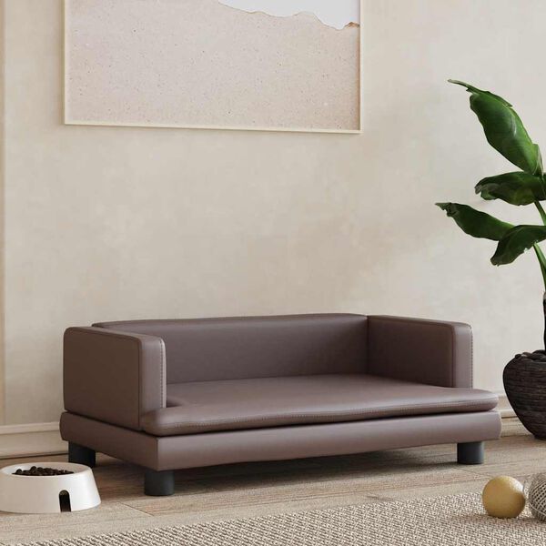 vidaXL Pasja postelja rjava 80x45x30 cm umetno usnje