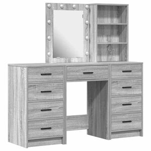 vidaXL Toaletna mizica 3 kos Siva 40 x 41 x 135 cm Inženirski les
