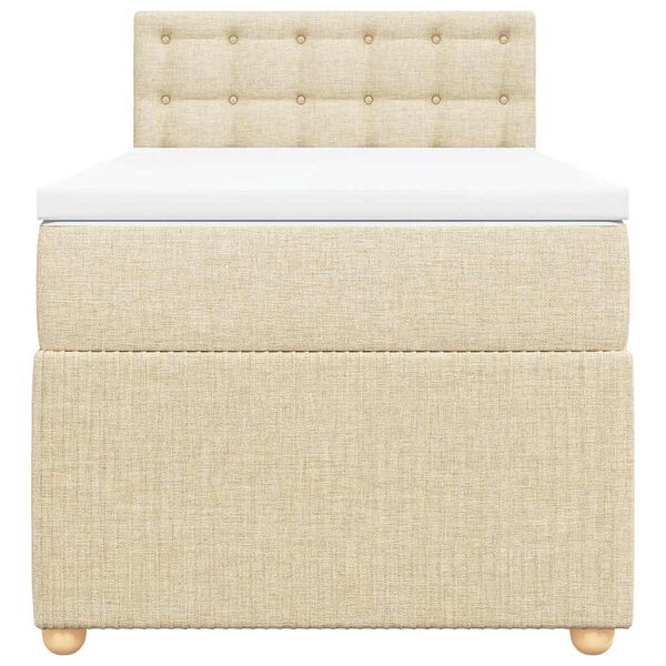 vidaXL Box spring postelja z vzmetnico krem 80x200 cm blago