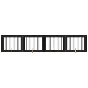 vidaXL Vrata za pse z stojali 4 pcs Črni hrast 100 x 80 cm