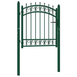 vidaXL Ograjna vrata EMMEN s konicami jeklo 103x97 cm zelena