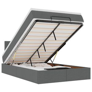 vidaXL Otomanska postelja z vzmetnico & LEDs temno siva 120x190 cm