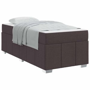 vidaXL Konstrukcija postelje z vzmetnico Temno rjava 90 x 200 cm blago