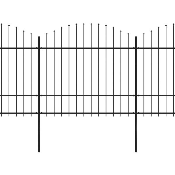 vidaXL Vrtna ograja s suličastim vrhom jeklo 714,5 x 175 cm črna