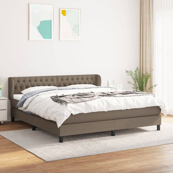 vidaXL Box spring postelja z vzmetnico taupe 180x200 cm blago
