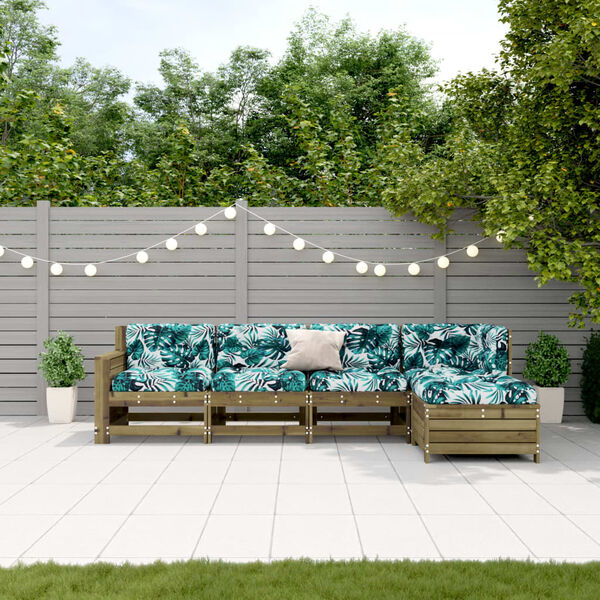 vidaXL Vrtna garnitura 5-delna z blazinami impregnirana trdna borovina