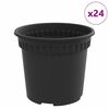 vidaXL Okrogli cvetlični lonec 24 kos Črna &Oslash; 15 x 12 cm Plastika