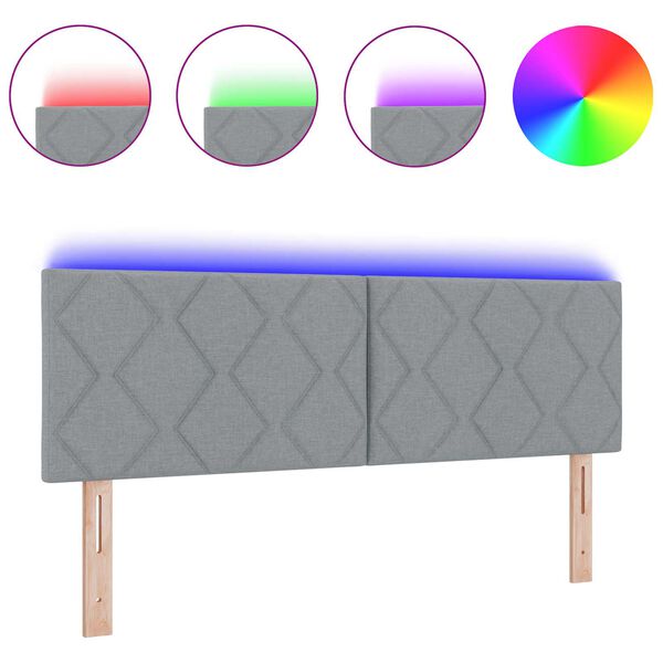 vidaXL Vzglavje z LED lučmi z vzglavjem Svetlo siva 160 cm blago