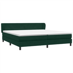 vidaXL Boxspring postelja z vzmetnicami temno zelena 180x220 cm žamet