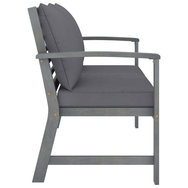 vidaXL Vrtna klop 120 cm s temno sivimi blazinami trden akacijev les