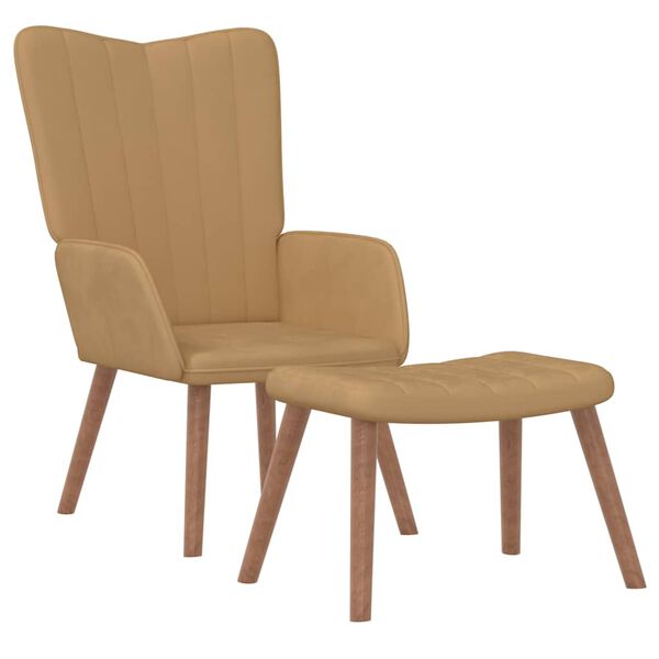 vidaXL Stol za spro&scaron;čanje s stolčkom rjav žamet