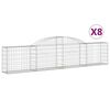 vidaXL Obokana gabionska ko&scaron;ara 8 kosov 300x30x60/80 cm cinkano železo