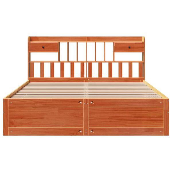 vidaXL Knjižna postelja brez vzmetnice vo&scaron;č. rjava 200x200 cm borovina