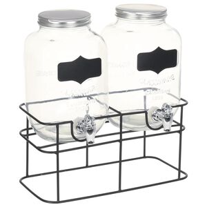vidaXL Posode za pijačo 2 kosa s stojalom 2 x 4 L steklo