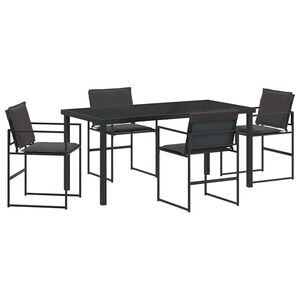 vidaXL Komplet za jedilnico v vrtu 5 pcs Črna 160 x 80 x 73 cm