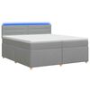 vidaXL Postelja boxspring z vzmetnico Svetlo siva 200 x 200 cm Blago