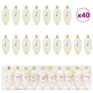 vidaXL Božična kroglica iz bora 40 kos &Scaron;ampanjec 4 x 9 cm Plastika