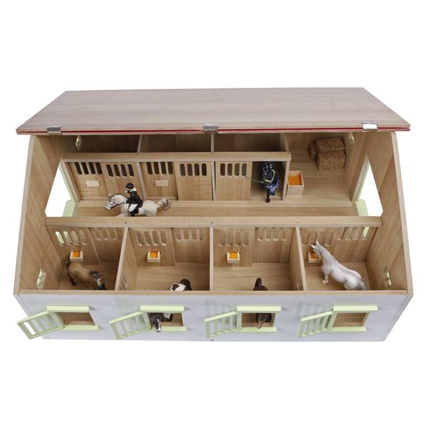 Kids Globe Konjski hlev s 7 boksi 1:24 roza barve