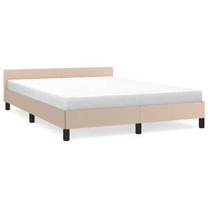 vidaXL Posteljni okvir z vzglavjem brez vzmetnice kapučino 140x190 cm