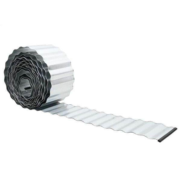 vidaxl Robovi trave Siva 15 x 0.03 x 1000 cm Cinkana Jeklina