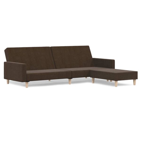 vidaXL Kavč dvosed z leži&scaron;čem in stolčkom rjavo blago