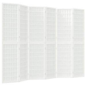 vidaXL Zložljiv 6-delni paravan japonski stil 240x170 cm bele barve
