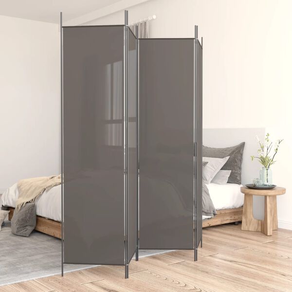 vidaXL Paravan 4-delni antracitna 200x220 cm blago