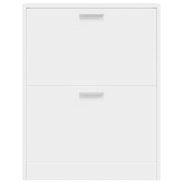 vidaXL Bela lesena omarica za čevlje z 2 predelkoma