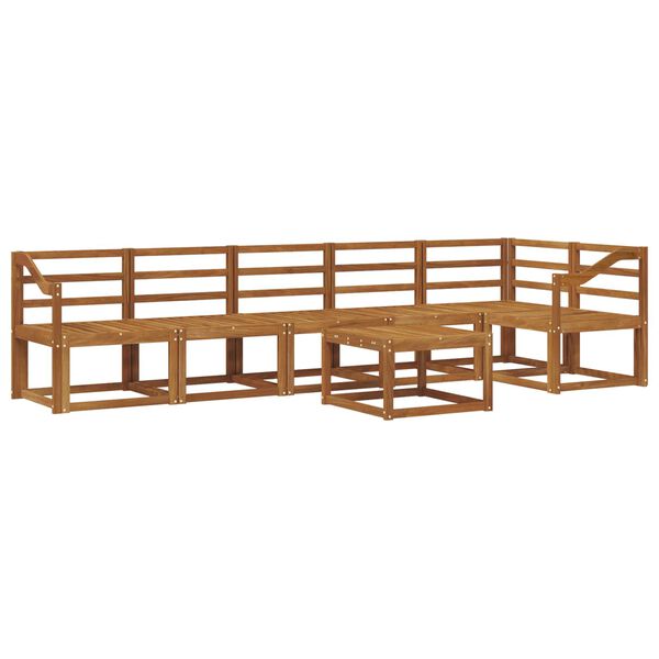 vidaXL Zunanja garnitura za sedenje 7 pcs Naravna Masiven les akacije