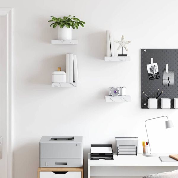 vidaXL Stenska polica 4 pcs Beli marmor 23 x 23,5 x 4 cm