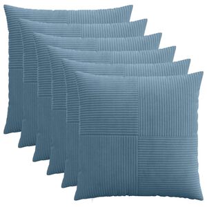 vidaXL Prevleka za blazino 6 pcs ALMELO Modra 65 x 65 cm korduroy