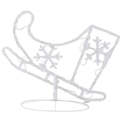 vidaXL Božična leteča jelena in sani akril 260x21x87 cm toplo bela