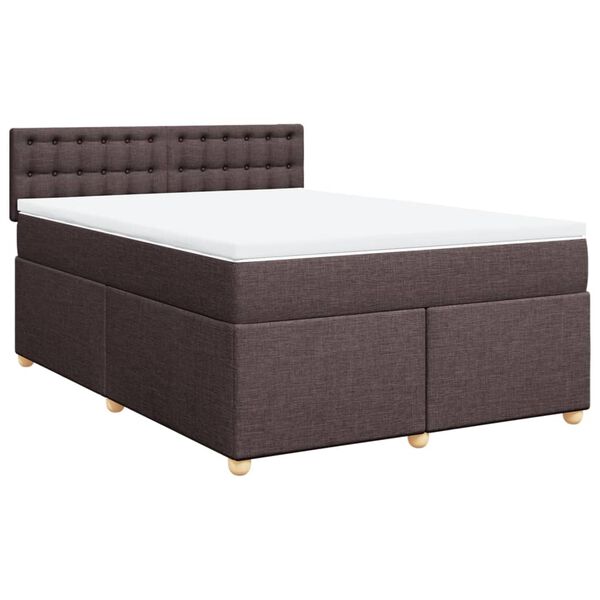 vidaXL Box spring postelja z vzmetnico temno rjav 140x190 cm blago