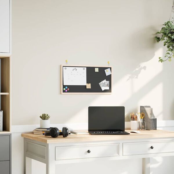 vidaXL Tabla za pisanje z okvirjem iz masivnega borovega lesa črna 60x30 cm