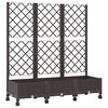 vidaXL Vrtni sadilnik s srežnikom in kolesi Rjava 120 x 40 x 131,5 cm