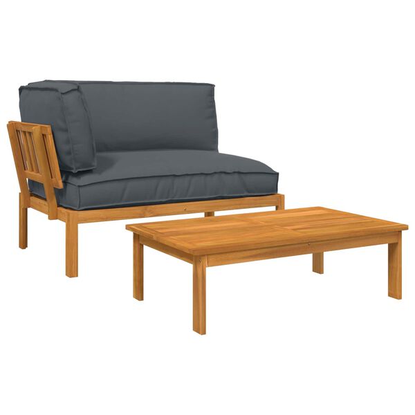 vidaXL Kavčna garnitura z blazino 2 pcs Antracit Masiven les akacije