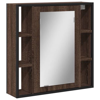 vidaXL Kopalniška omarica z ogledalom rjavi hrast 60x16x60 cm