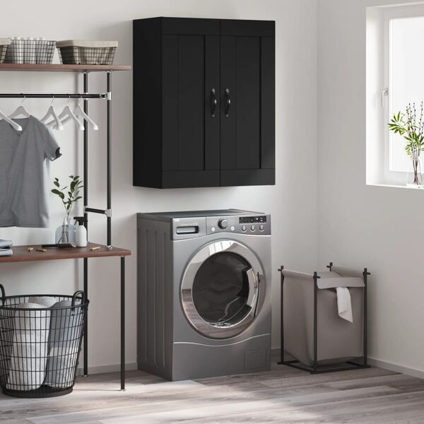 vidaXL Stenska omarica črna 69,5x34x90 cm inženirski les