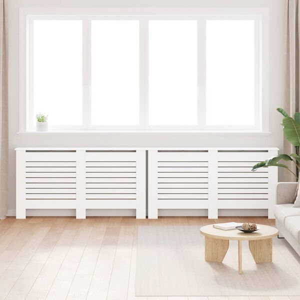 vidaXL Pokrovi za radiatorje 2 kosa beli 152x19x81,5 cm mediapan