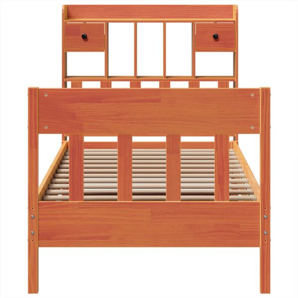 vidaXL Posteljni okvir brez vzmetnice voščeno rjav 100x200 cm borovina