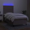 vidaXL Box spring postelja z vzmetnico LED taupe 90x190 cm blago