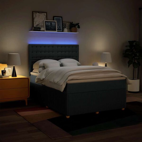 vidaXL Box spring postelja z vzmetnico modra 140x200 cm blago