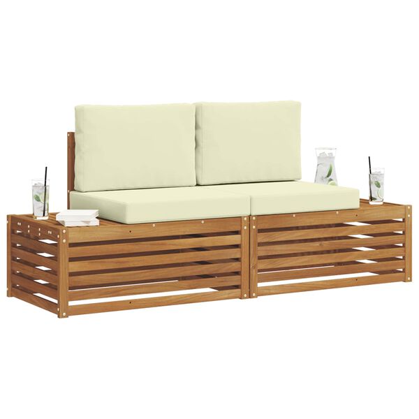vidaXL Zunanja garnitura za sedenje z blazino 2 Kos Naravna in smetana