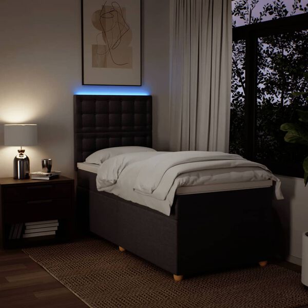 vidaXL Box spring postelja z vzmetnico temno rjava 80x200 cm blago