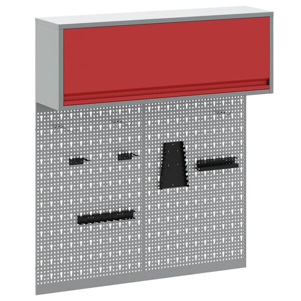 vidaXL Komplet omare in pegboard 3 pcs Rdeča 100 x 25 x 115 cm Jeklo