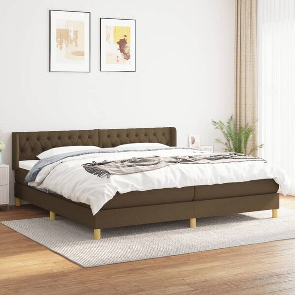 vidaXL Box spring postelja z vzmetnico temno rjav 200x200 cm blago