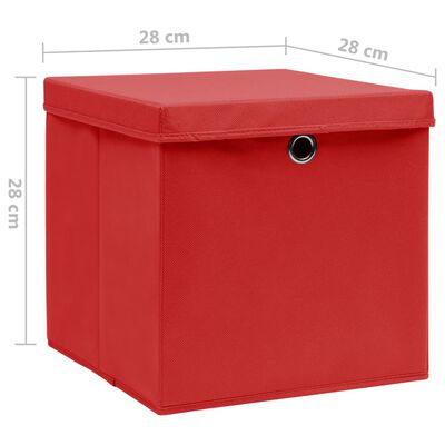 vidaXL Škatle s pokrovi 4 kosi 28x28x28 cm rdeče