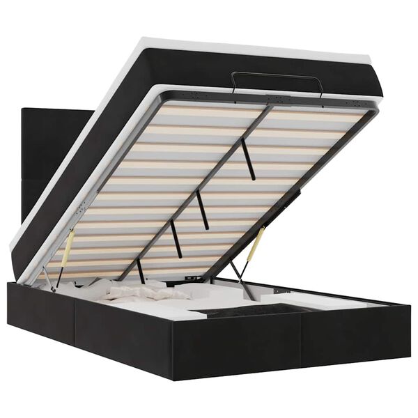 vidaXL Otomanski posteljni okvir z vzmetnicami črn 120x200cm žamet