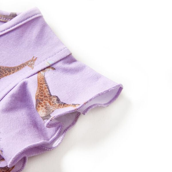 Otroška obleka z naborki na rokavih in vrvico lila 92