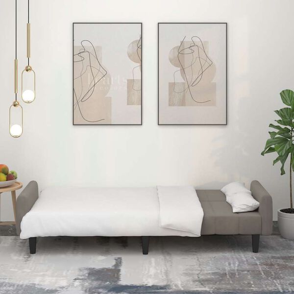 vidaXL Kavč dvosed z ležiščem svetlo siv žamet